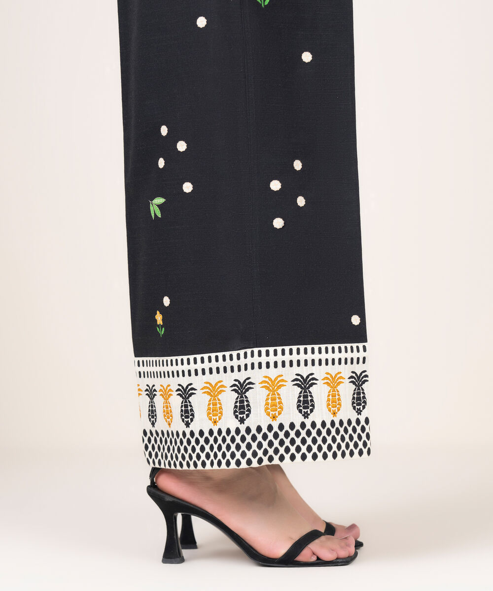 Women's RTW Light Khaddar Printed Black Culottes