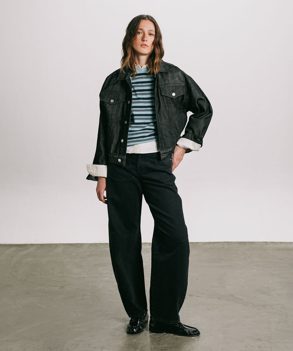 Women's Western Wear Black Denim Trucker Jacket