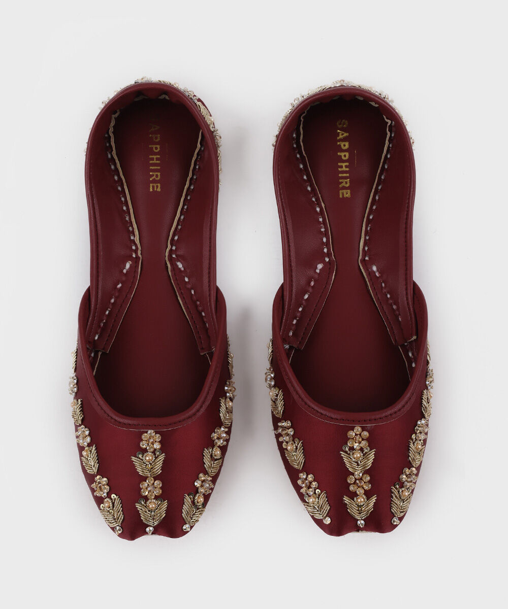 Woman - Red Embellished Khussas