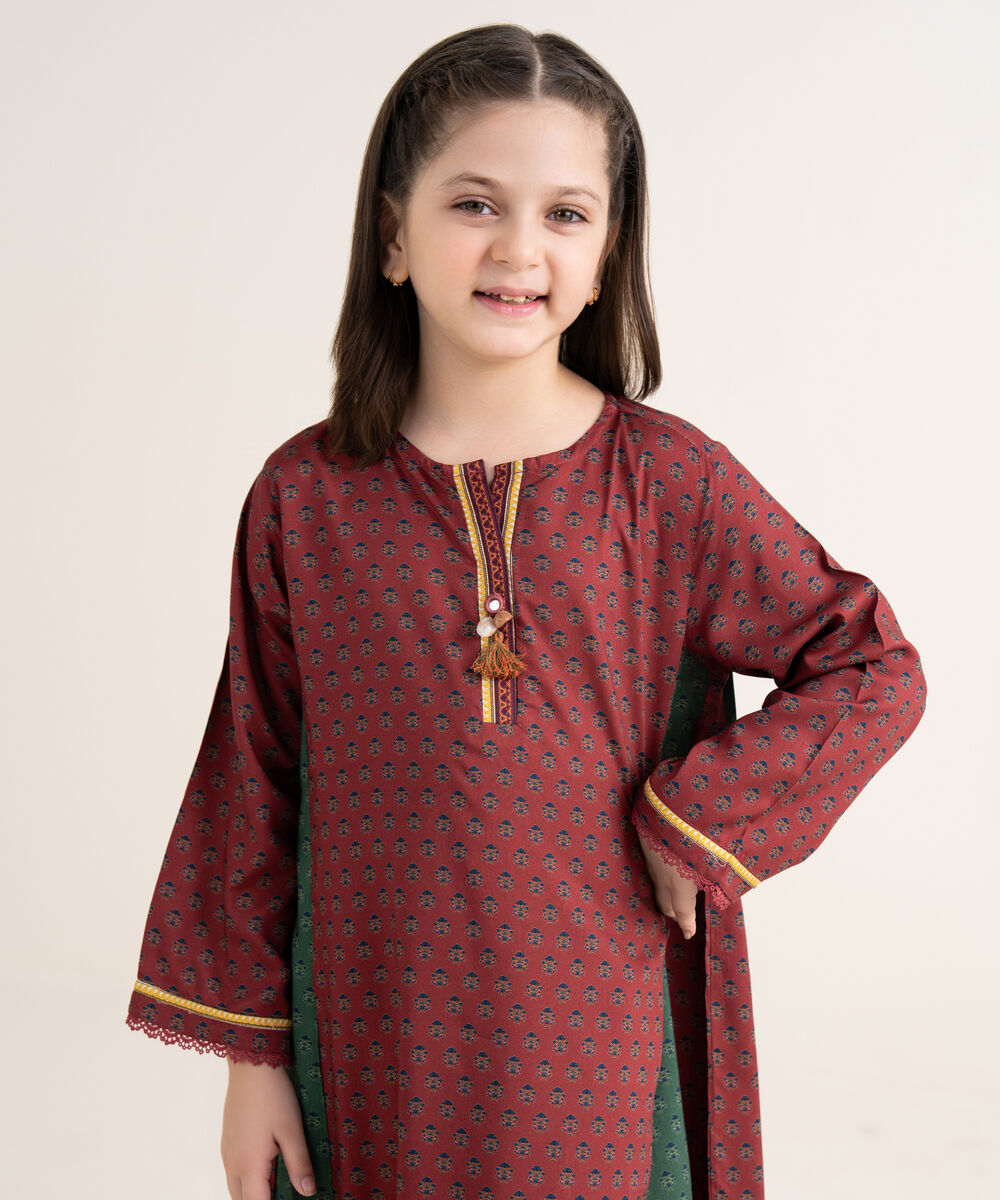 Girls Two Piece Printed Arabic Lawn Suit