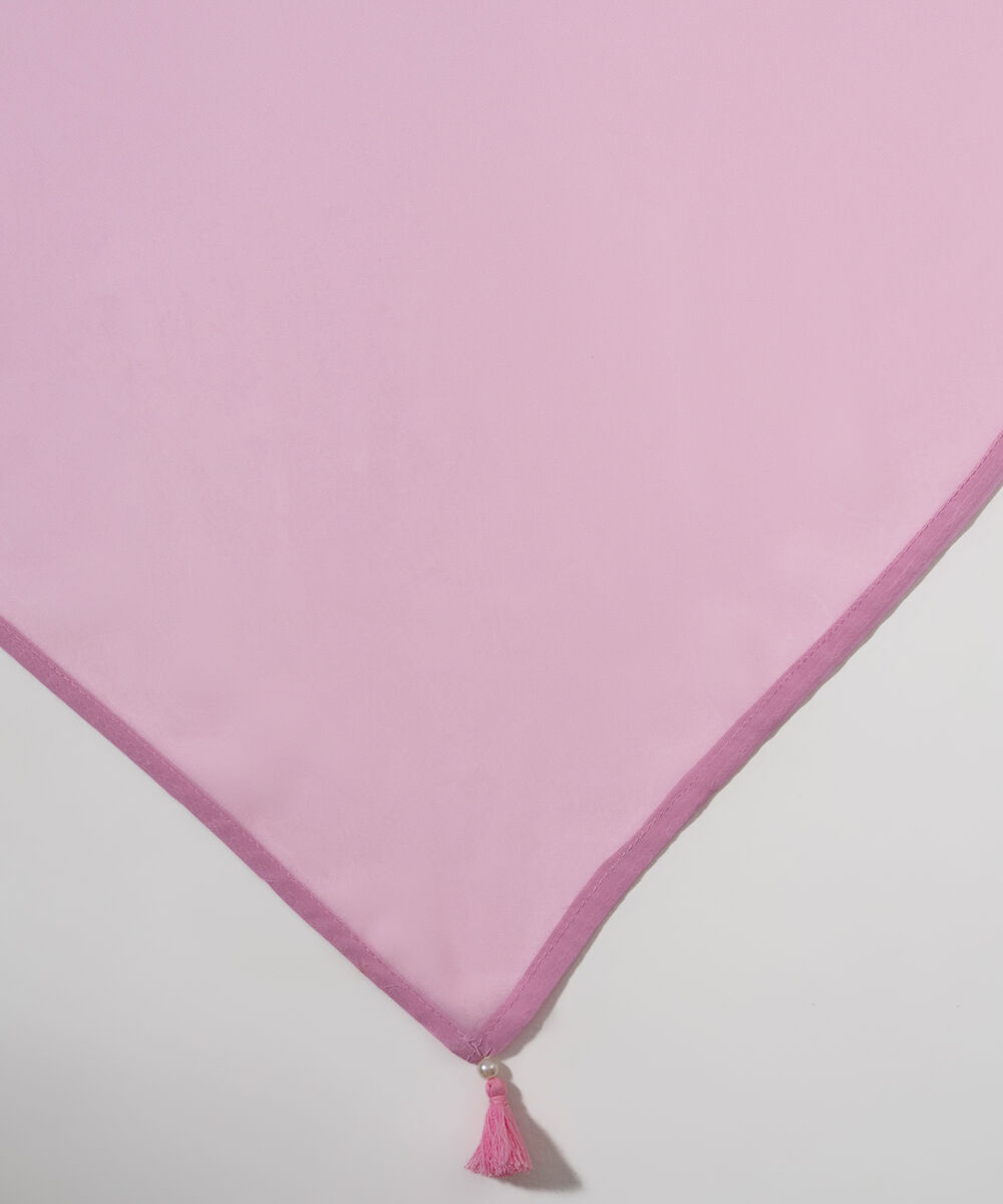 Women's RTW BEmbroidereder Georgette Chiffon Solid Pink Dupatta