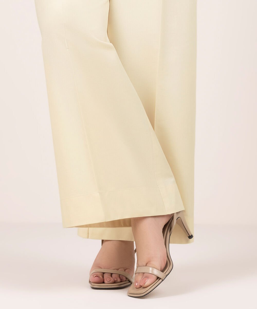 Women's RTW Cotton Viscose Solid Off White Culottes