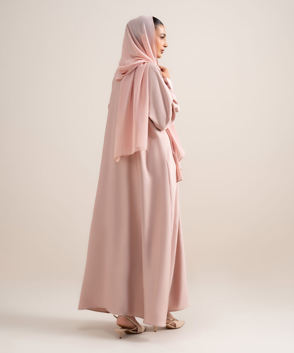Women's Light Pink Kimono Abaya Set