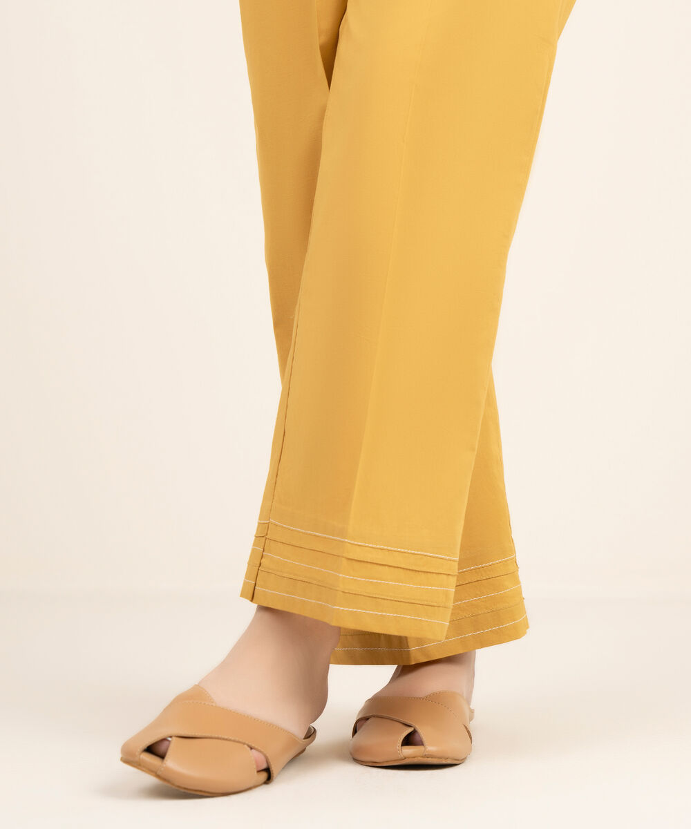 Women's RTW Cambric Solid Yellow Culottes