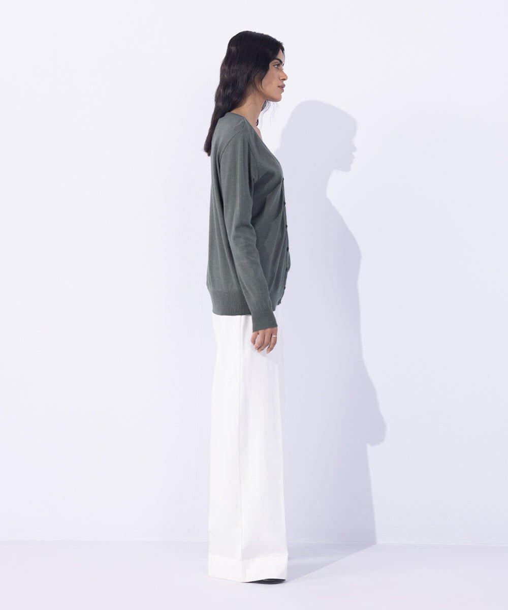 Woman - Grey Light Weight Knit Cardigan