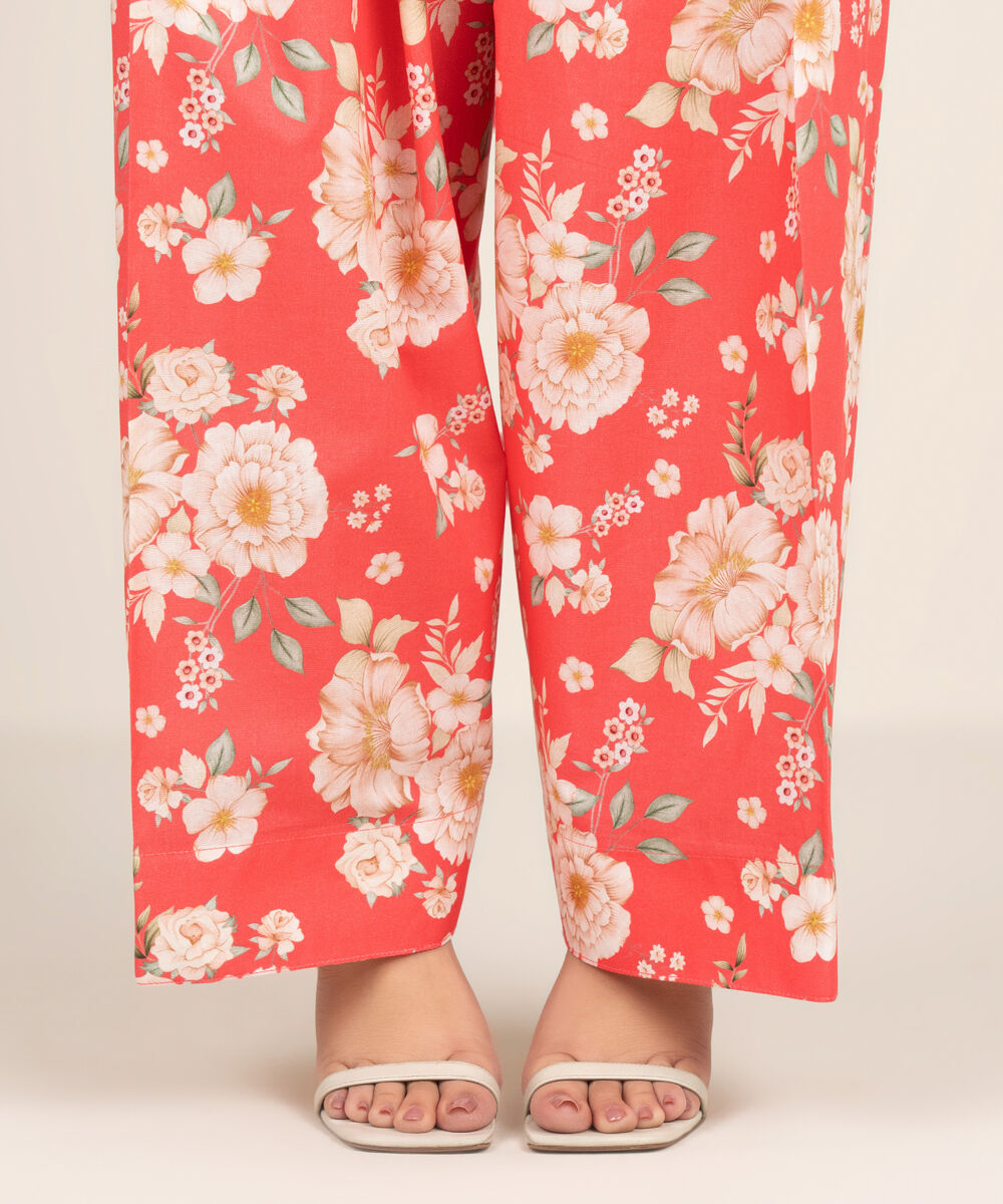 Women's RTW Cambric Printed Pink Shalwar