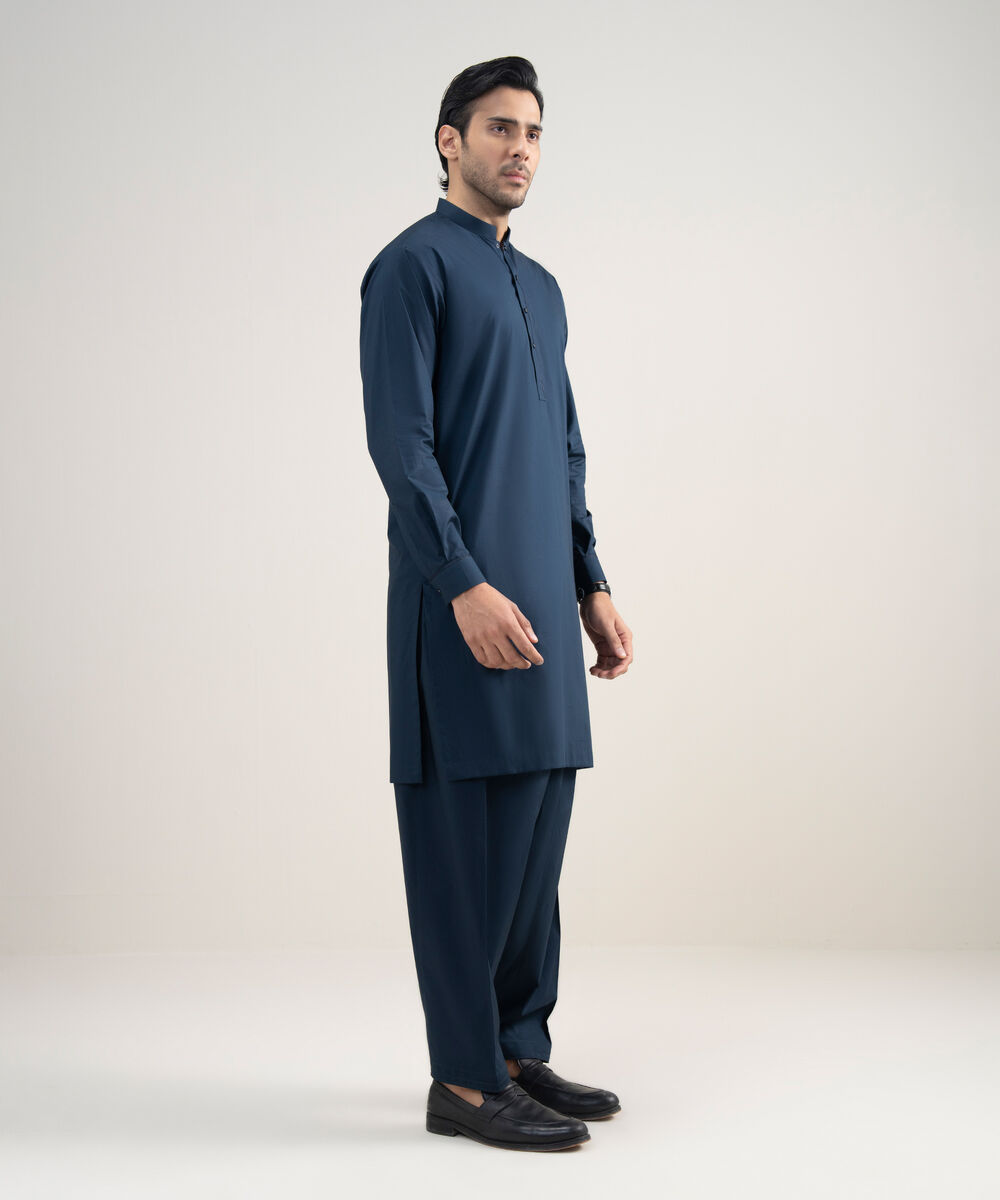 Men's Stitched Luxury Cotton Indigo Suit