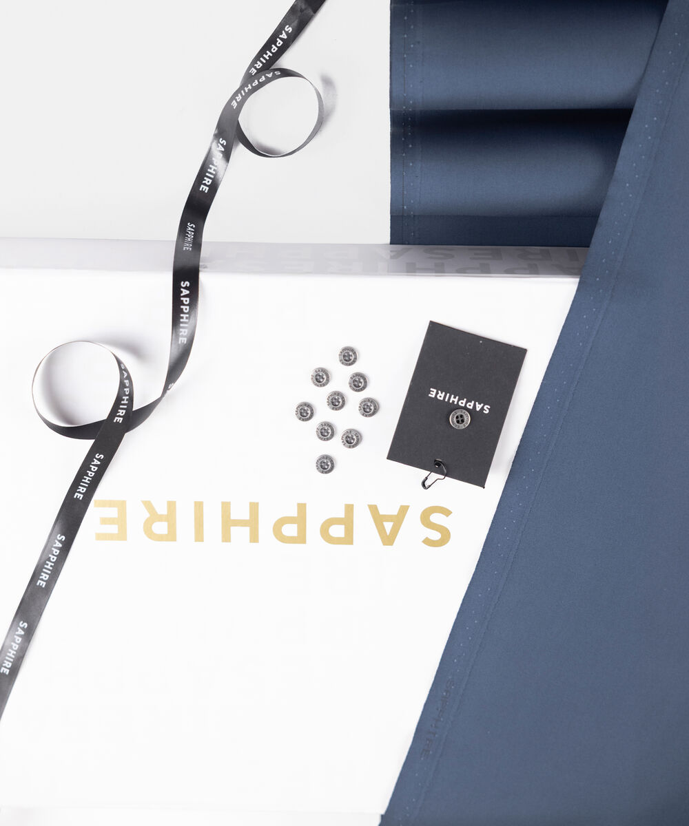 Men's Unstitched Two-Piece Refined Wash and Wear Navy Blue Suit.