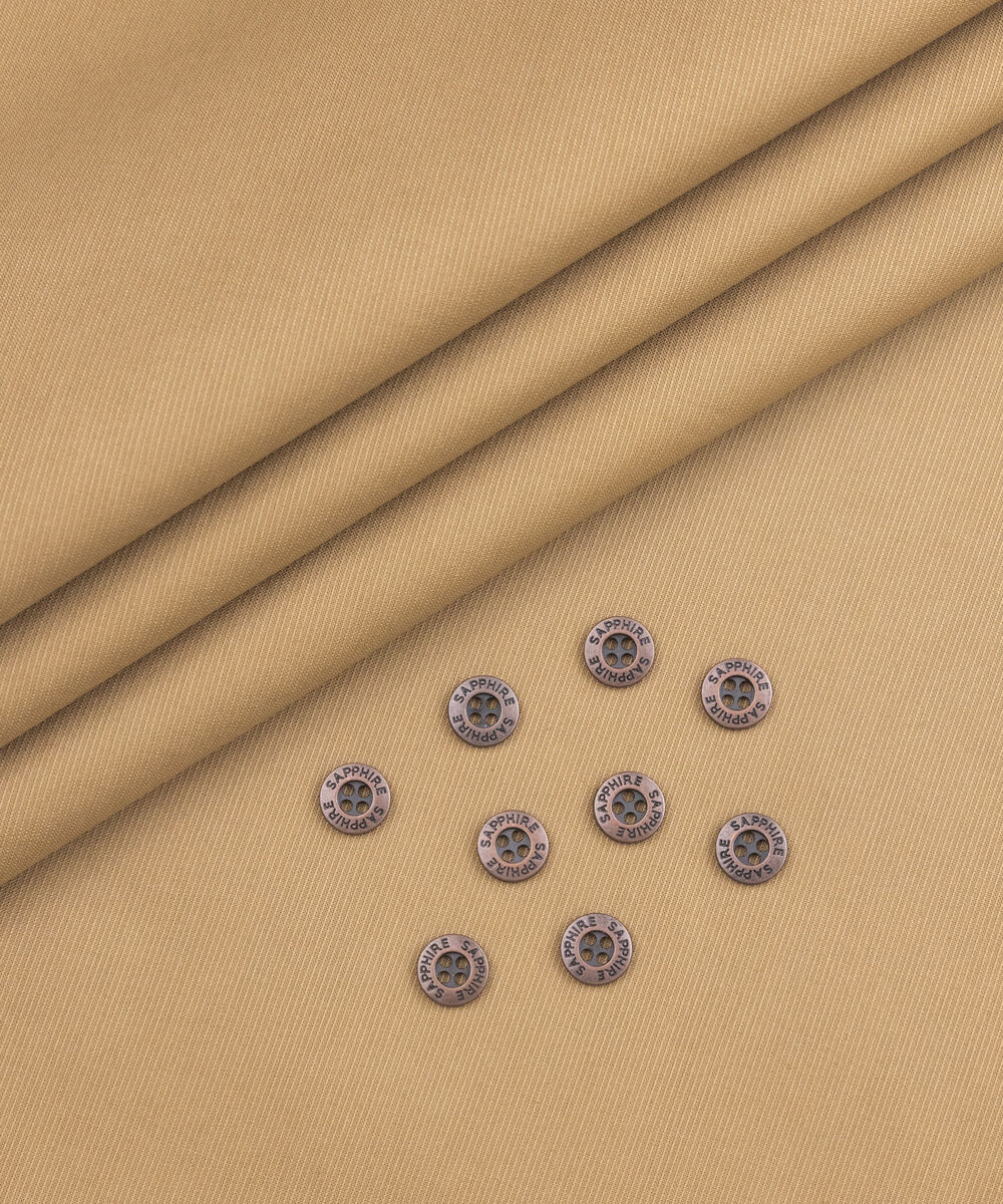 Men's Unstitched Two-Piece Khaki Premium Cotton Dobby Suit