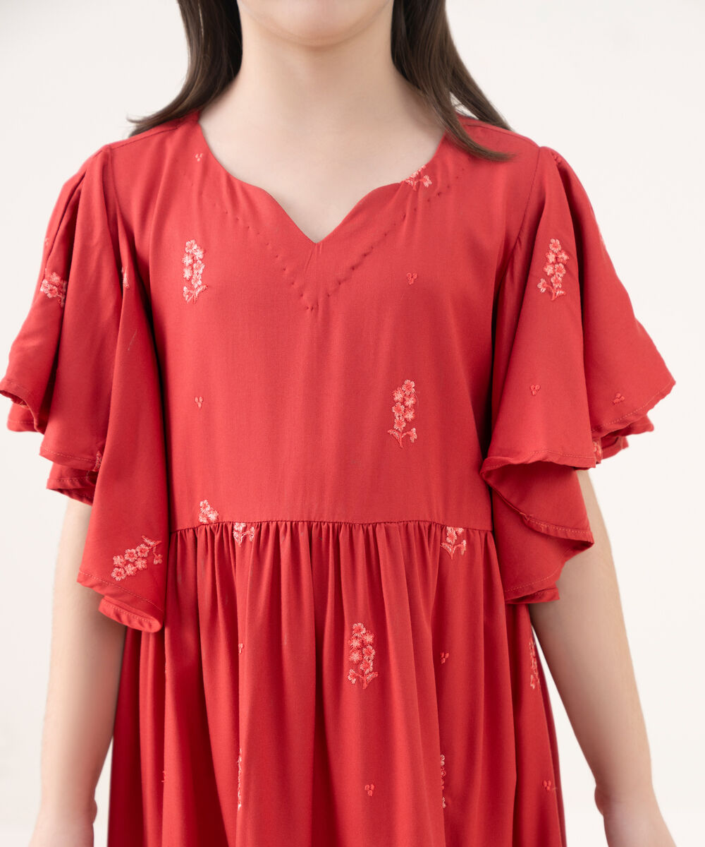 Girls Viscose Marina Pink Dyed Kidswear Dress