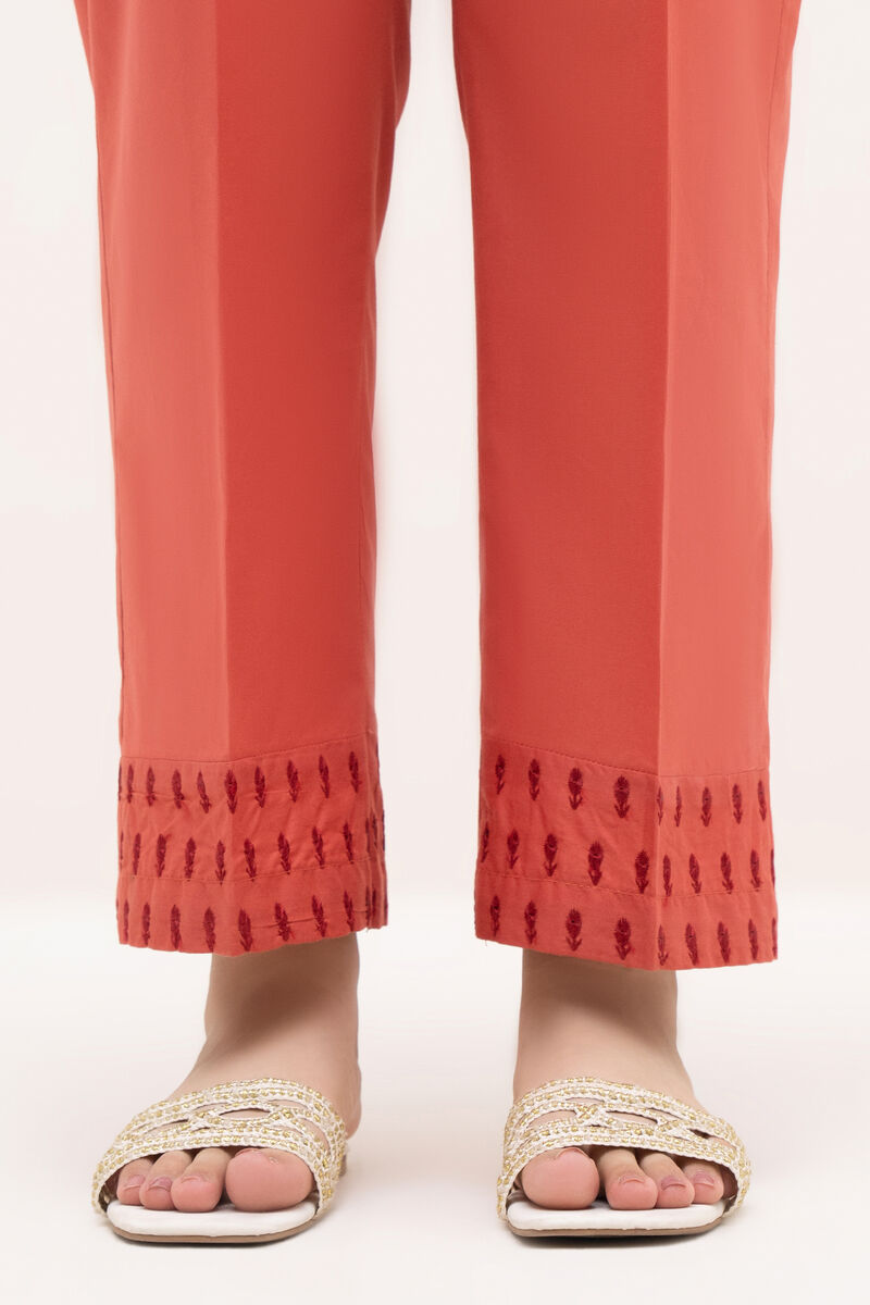 Embroidered Cambric Straight Pants