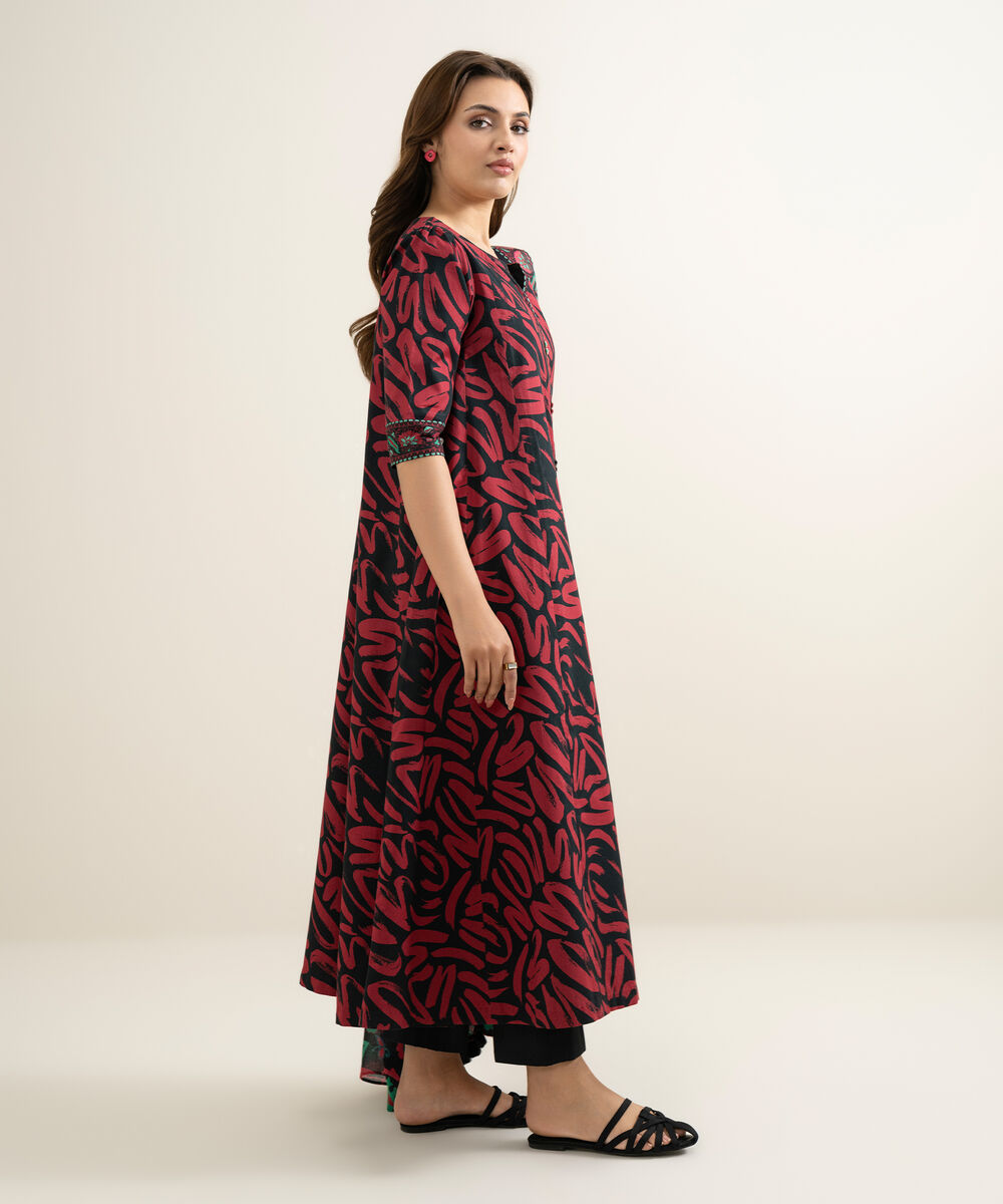 Women's Unstitched Lawn Printed Black 3 Piece Suit
