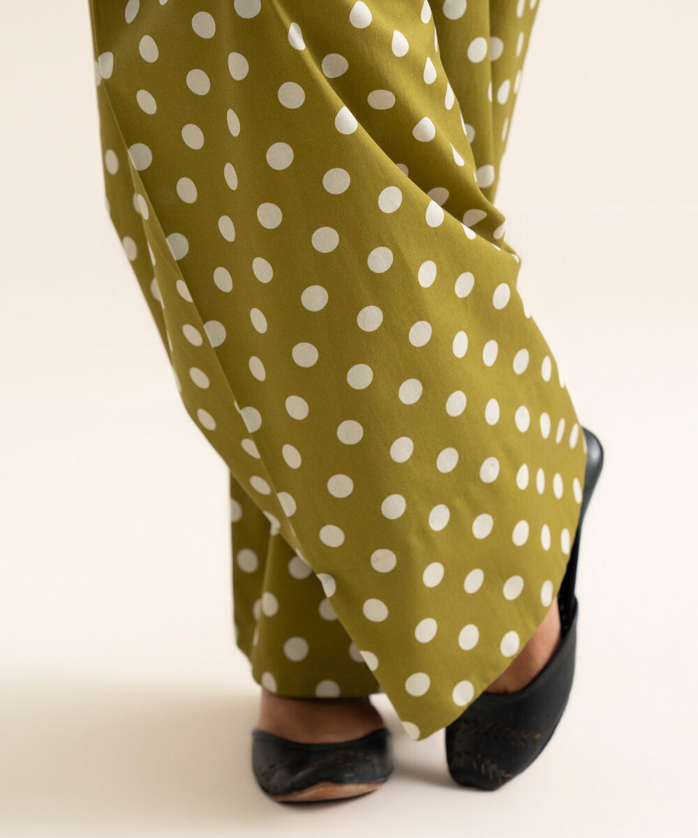 Women's Unstitched Cotton Green Trouser