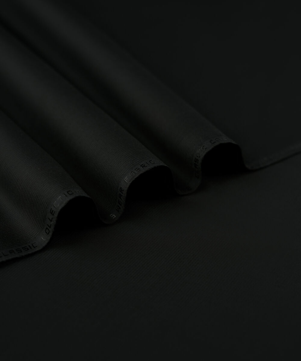 Men's Unstitched 2-Piece Premium Wash & Wear Dobby Black Suit