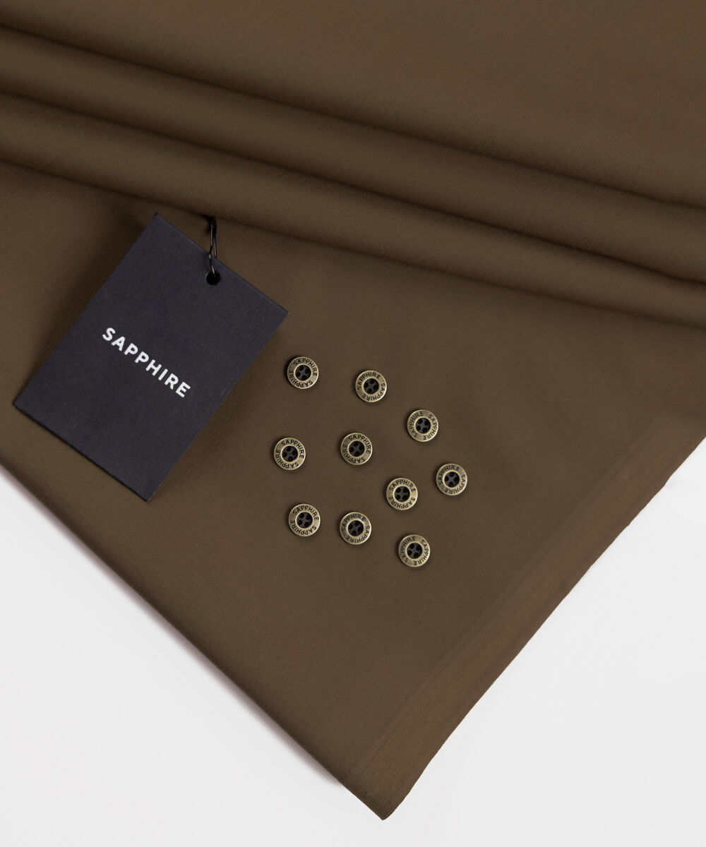 Men's Unstitched Two-Piece Refined Wash and Wear Light Khaki Suit.