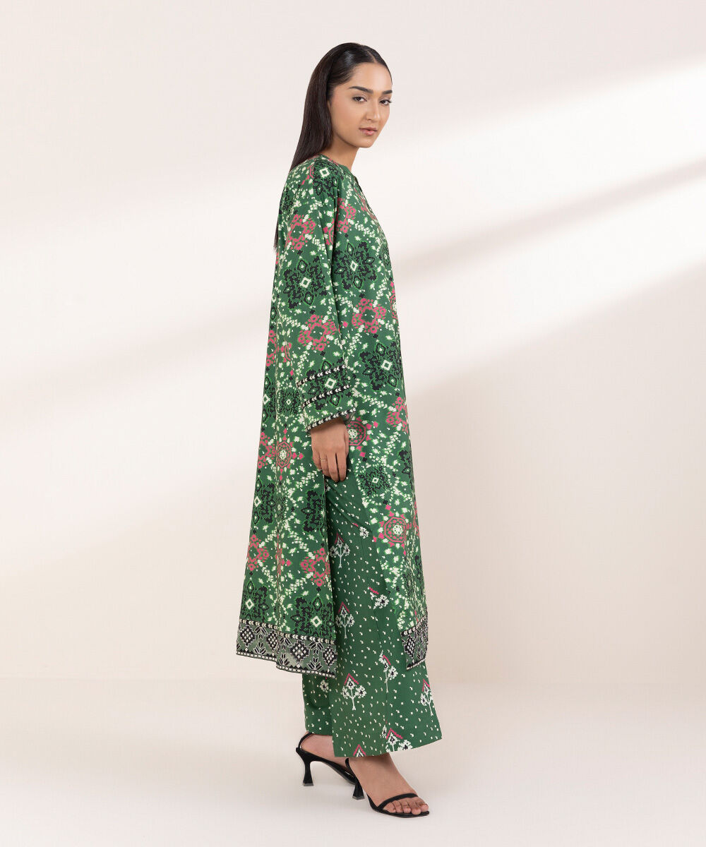 Women's RTW Cotton Viscose Green Printed Boxy Shirt