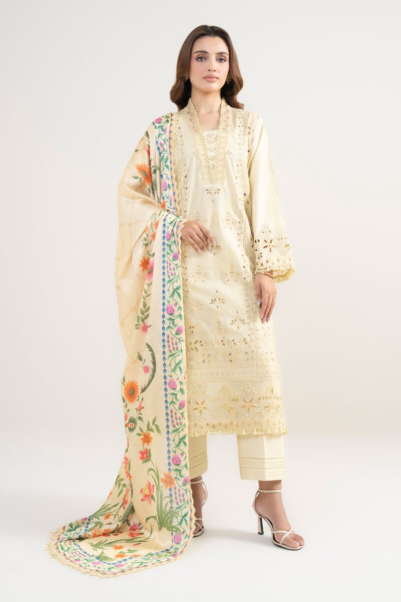 3 Piece - Embroidered Cotton Suit