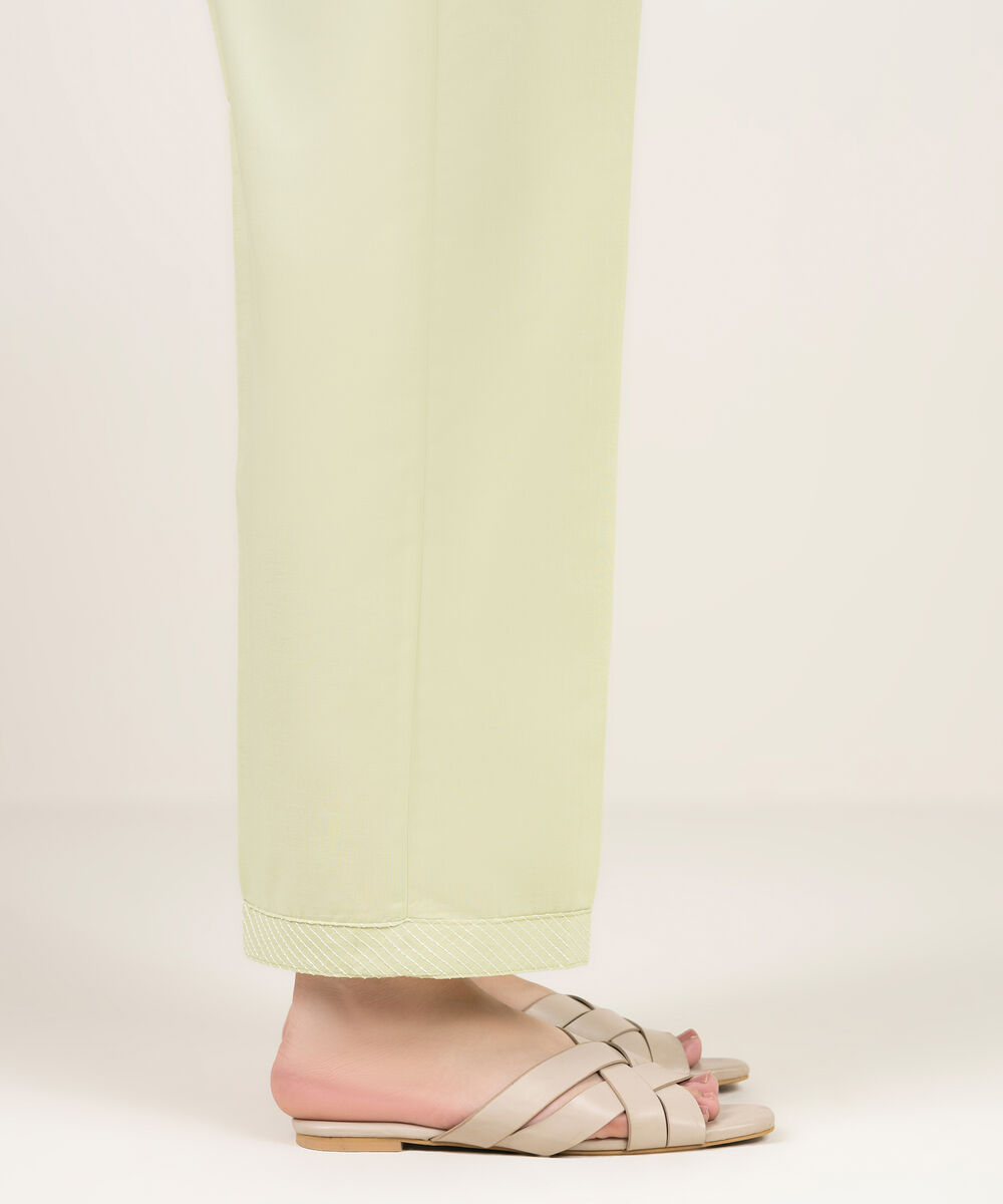 Women's RTW Cambric Embroidered Mint Green Straight Pants