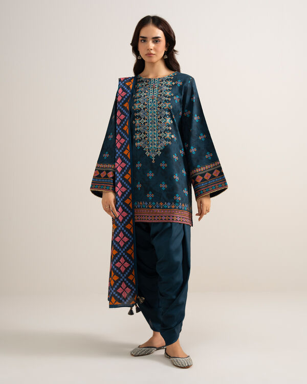 3 Piece - Embroidered Linen Suit