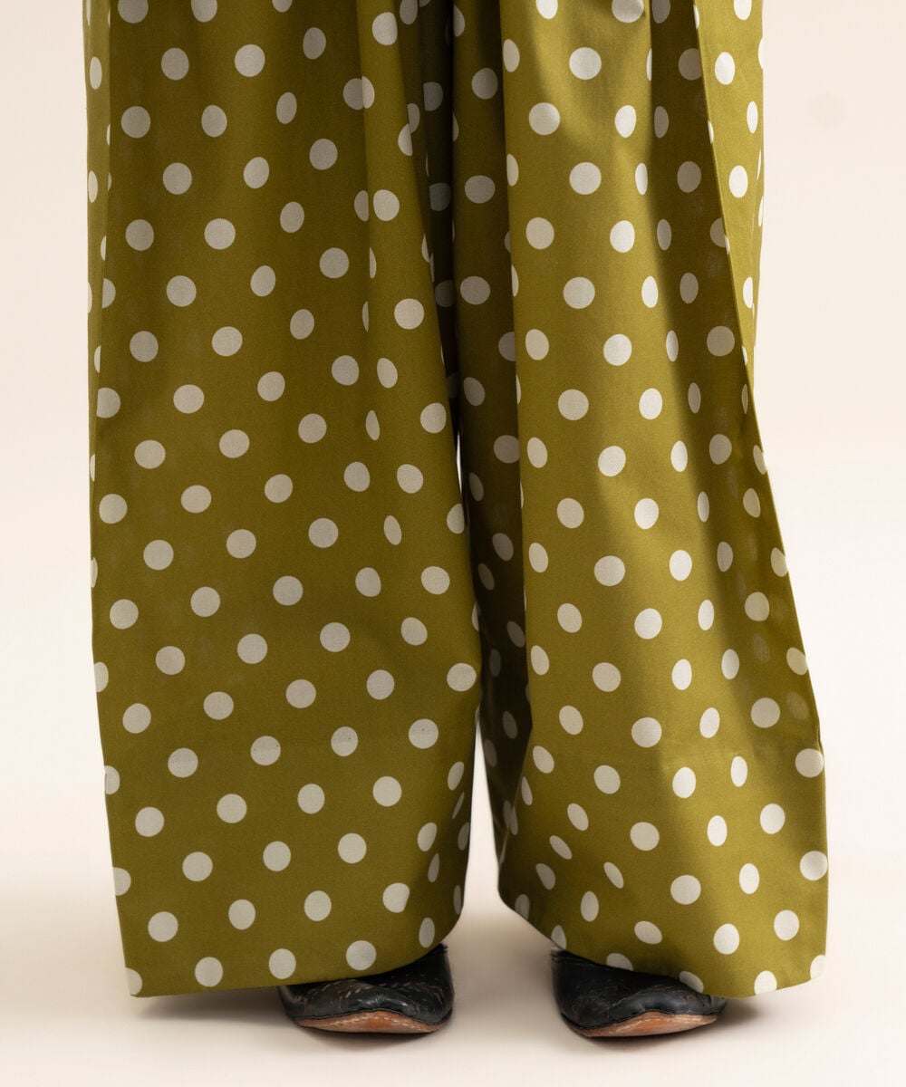 Women's Unstitched Cotton Green Trouser