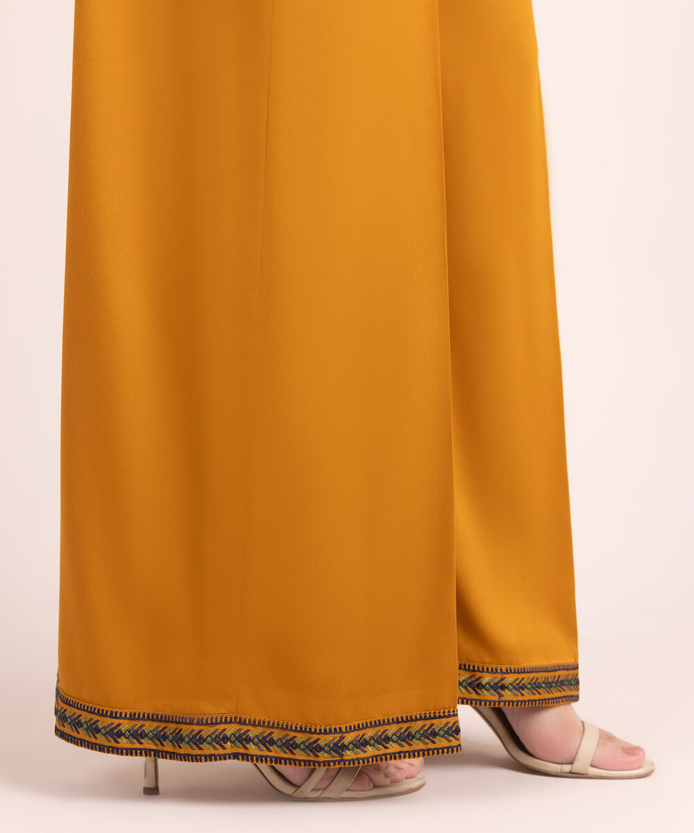 Women's RTW Bedford Embroidered Mustard Flared Pants