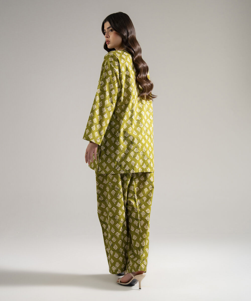 Women's RTW Lawn Printed Green 2 Piece Suit
