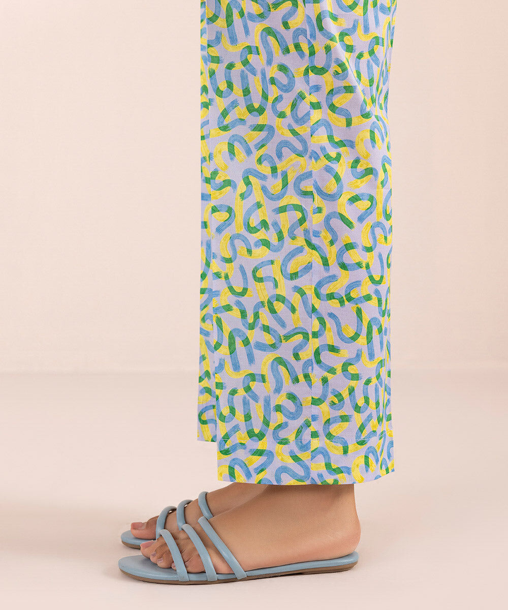 Women's Pret Stretch Lawn Blue Printed Straight Pants