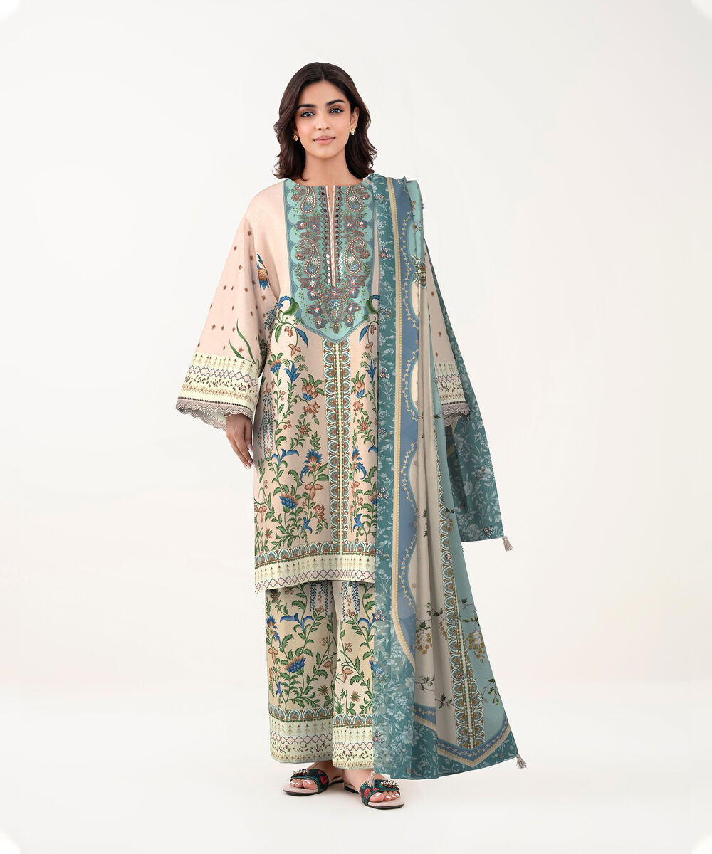 3 Piece - Digital Embroidered Fine Lawn Suit