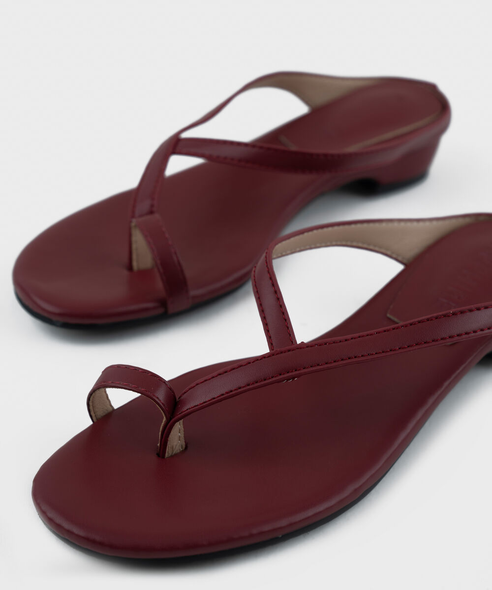 Women's Maroon Kitten Heel Sandal