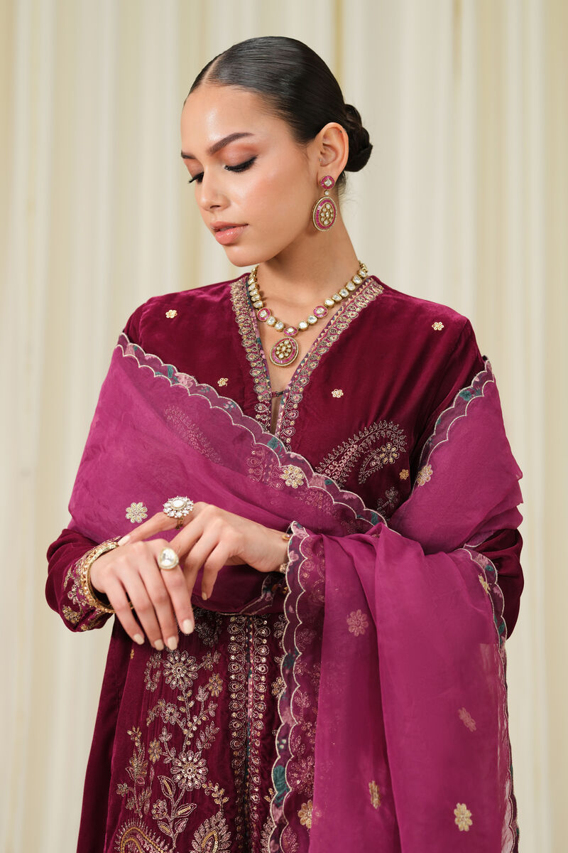 3 Piece - Embroidered Velvet Suit