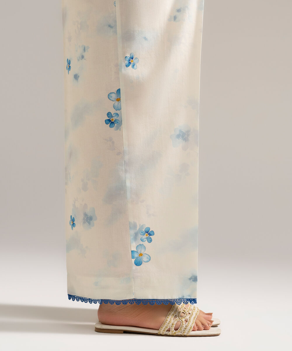 Women's RTW Cambric Printed White Culottes