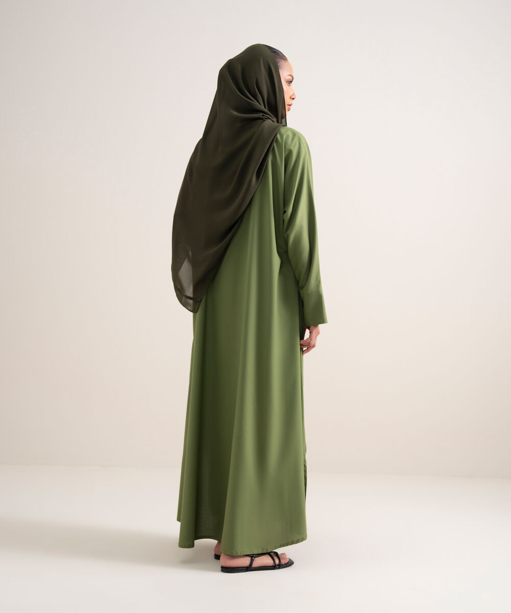 Women's Dusty Yellow Button Through Kimono Abbaya