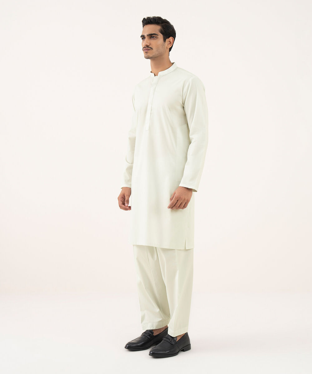 Men's 100% Cotton Plain Light Aqua Kurta Shalwar