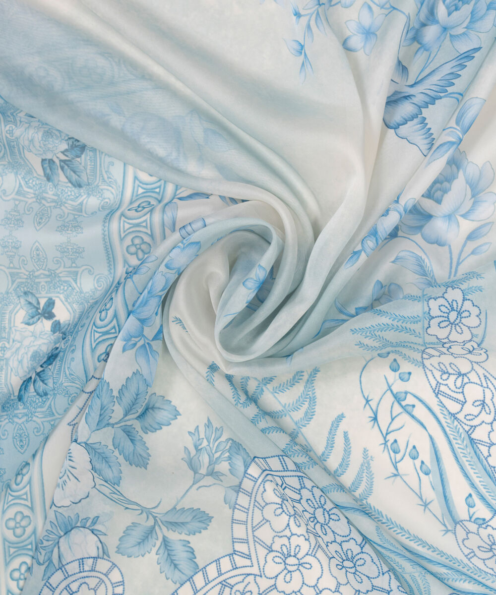 Blended Silk Printed Blue Dupatta