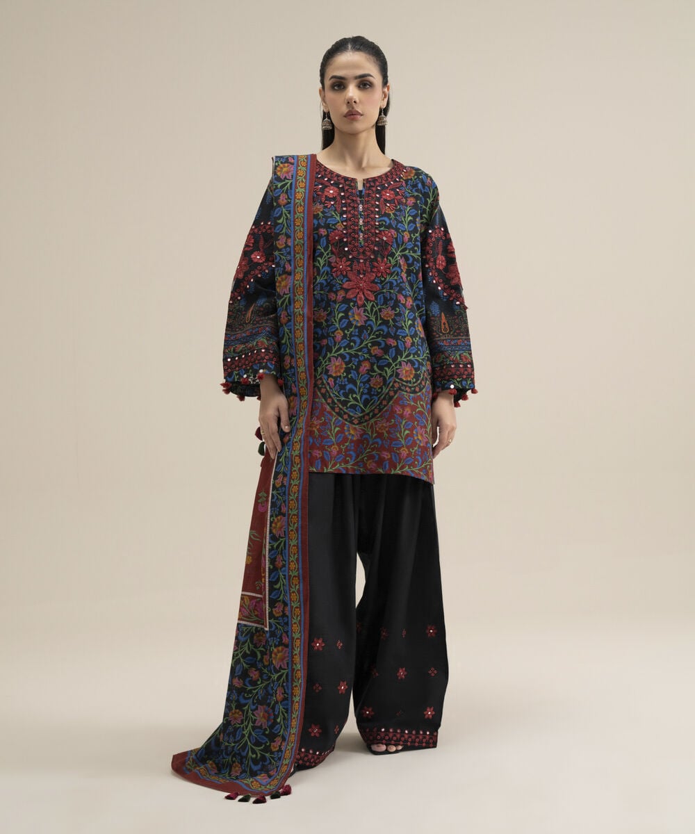 Women's Unstitched Premium Khaddar Printed Multi 3 Piece Suit