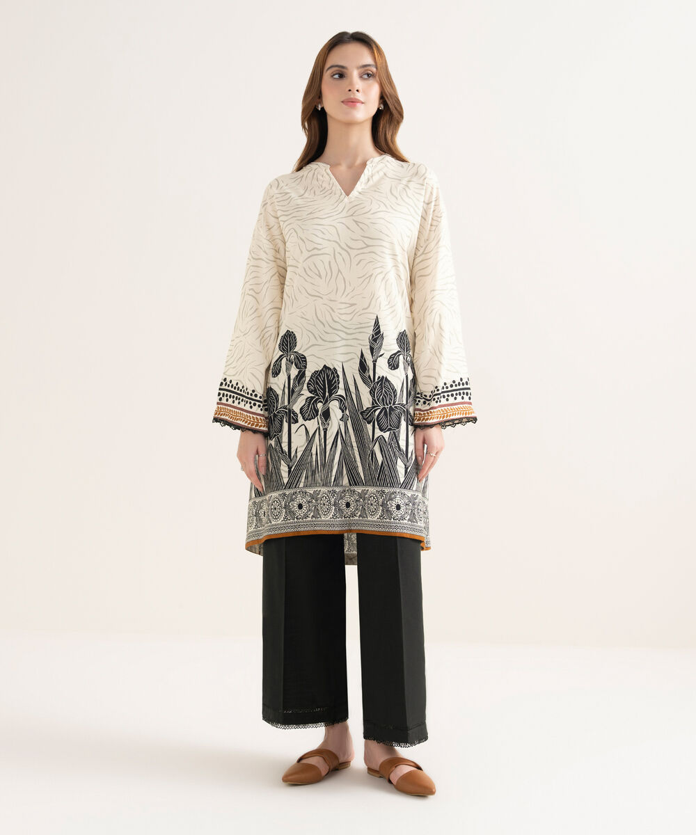 Women's RTW Cotton Viscose Printed Drop Shoulder Multi Shirt