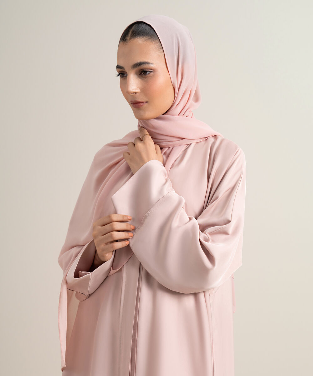 Women's Light Pink Kimono Abaya Set