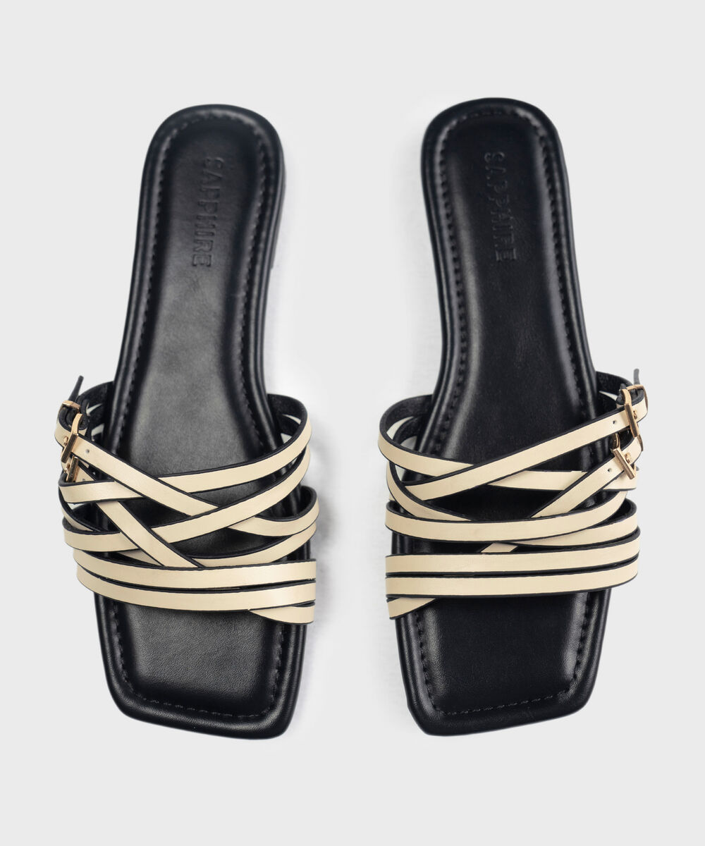 Women's Off White Crossover Strap Sandals