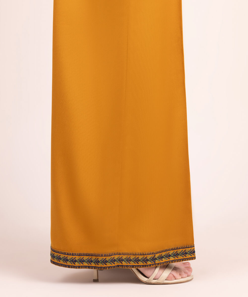 Women's RTW Bedford Embroidered Mustard Flared Pants