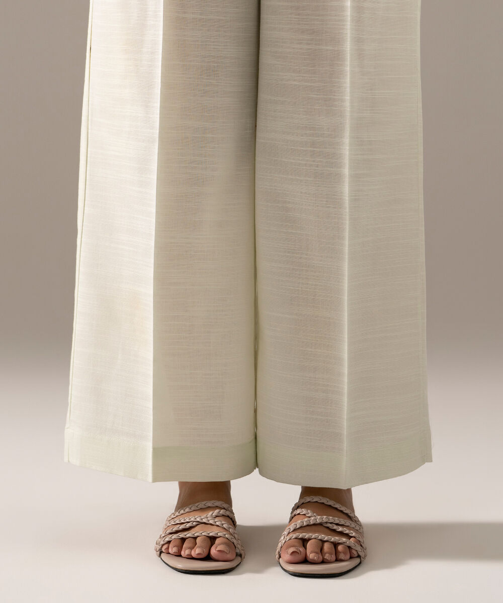 Women's RTW Khaddar Solid Off White Culottes