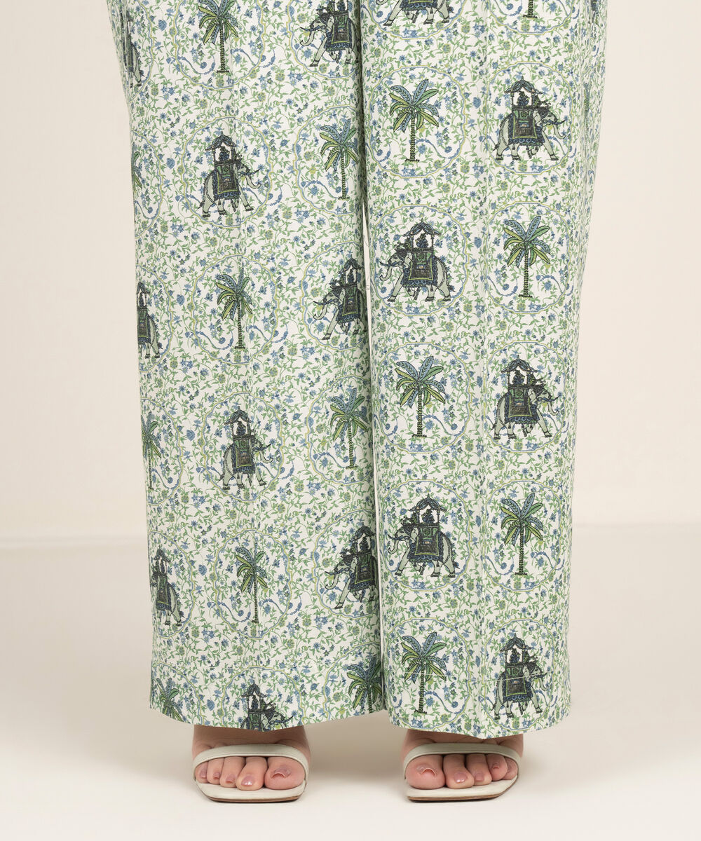 Women's RTW Cambric Printed Green Culottes