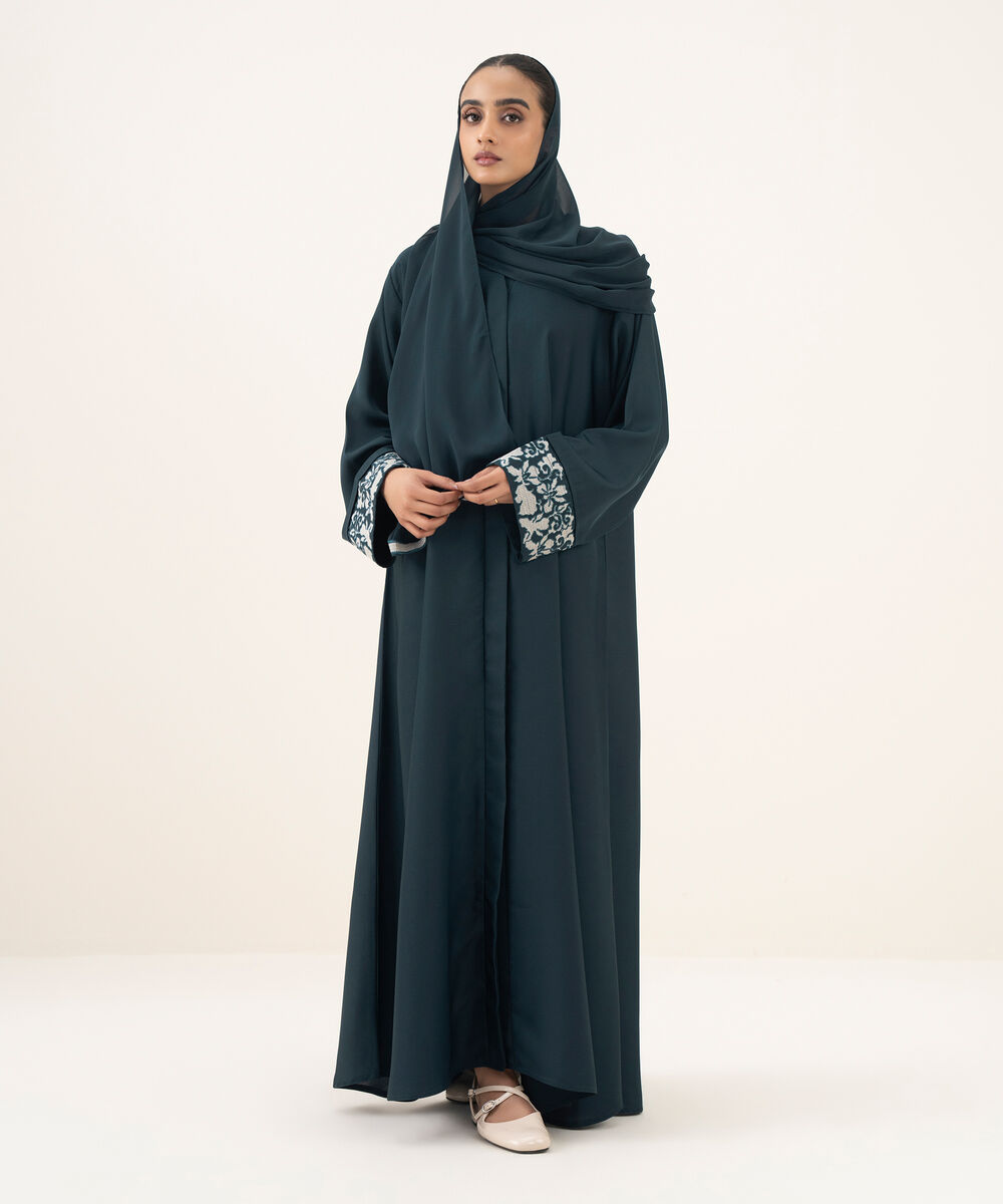 Women's teal button through Abaya set