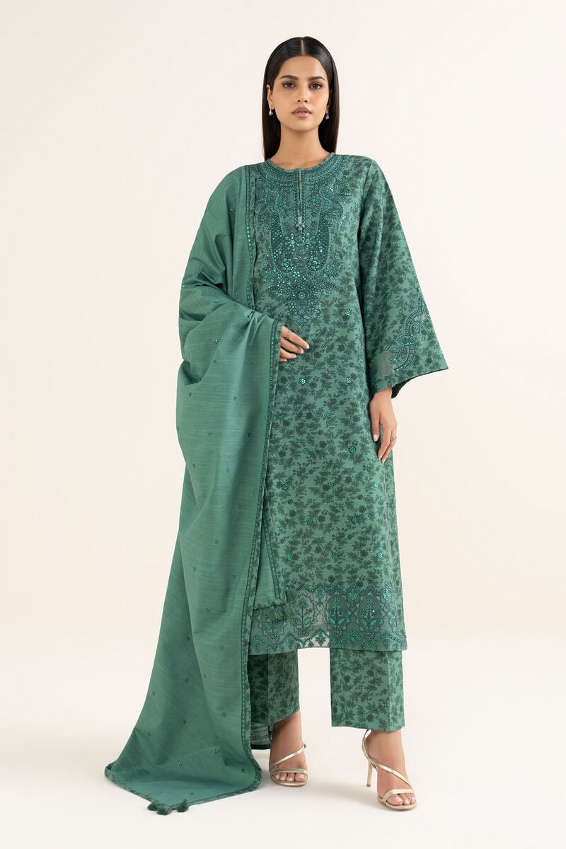 3 Piece - Embroidered Cotton  Suit