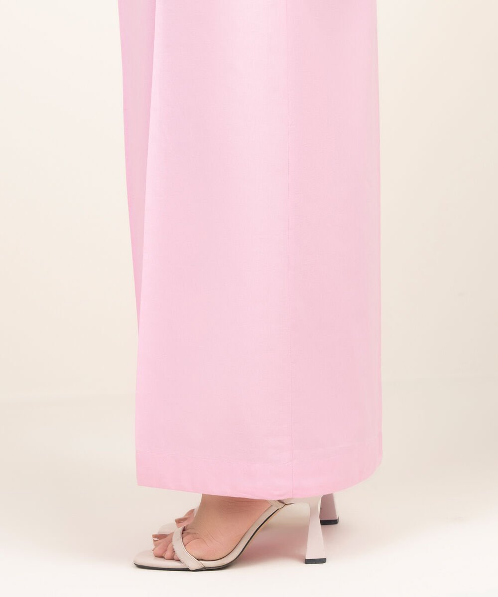 Women's RTW Cambric Solid Pink Flared Pants