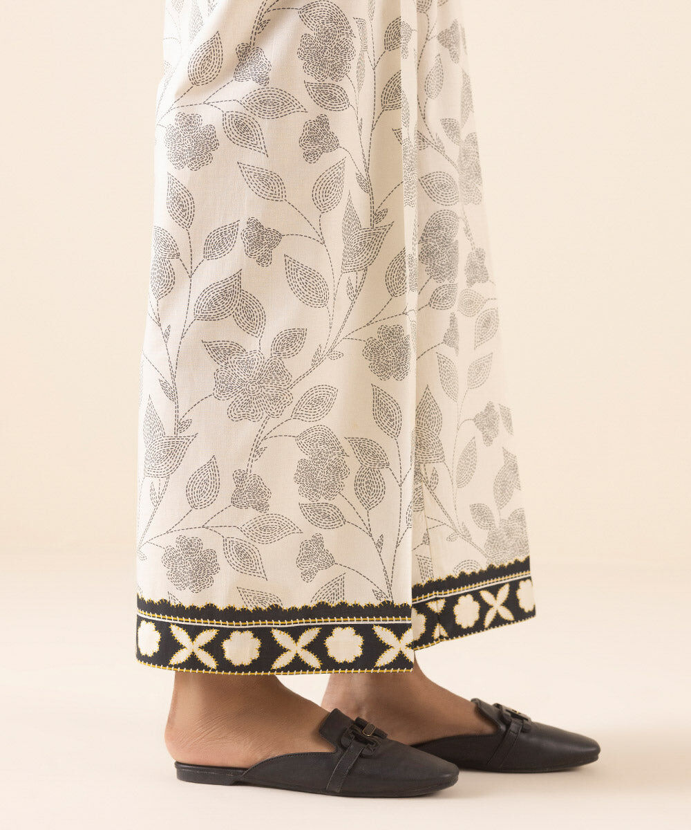 Woman - White Printed Cambric Culottes