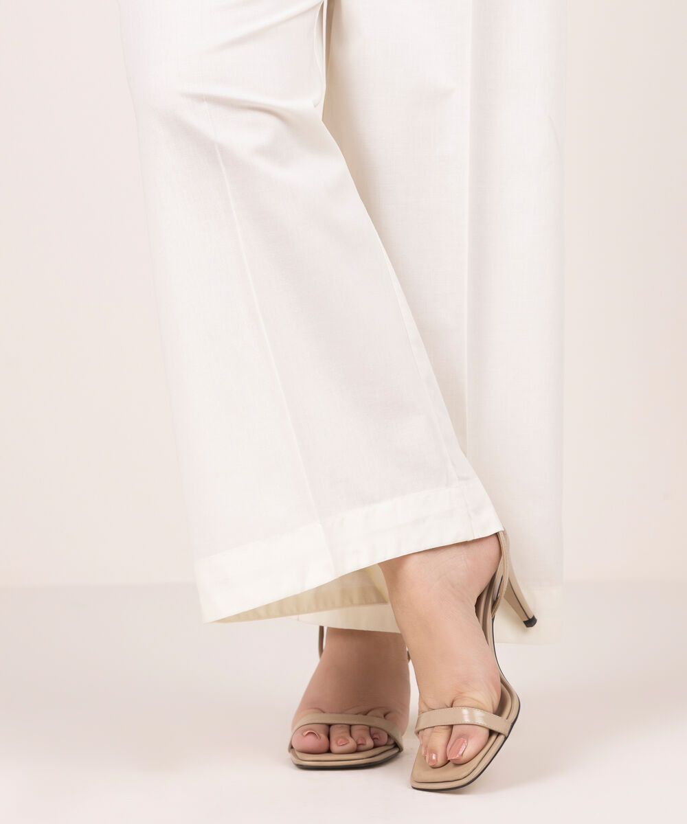 Women's RTW Lawn Solid Off White Culottes