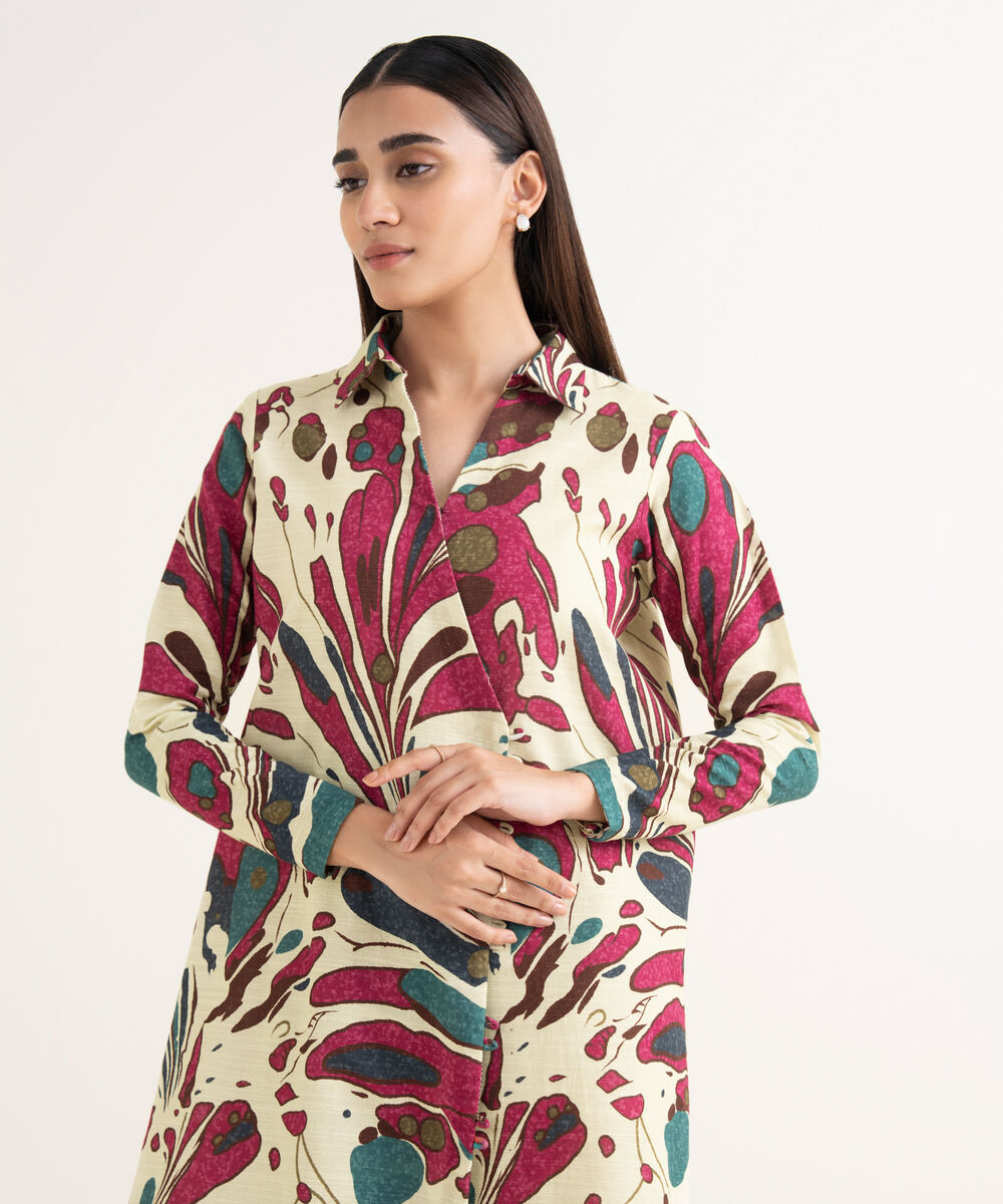 Women's Unstitched Khaddar Printed Multi Shirt
