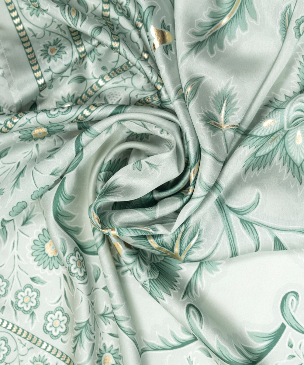 Foil Silk Printed Green Dupatta