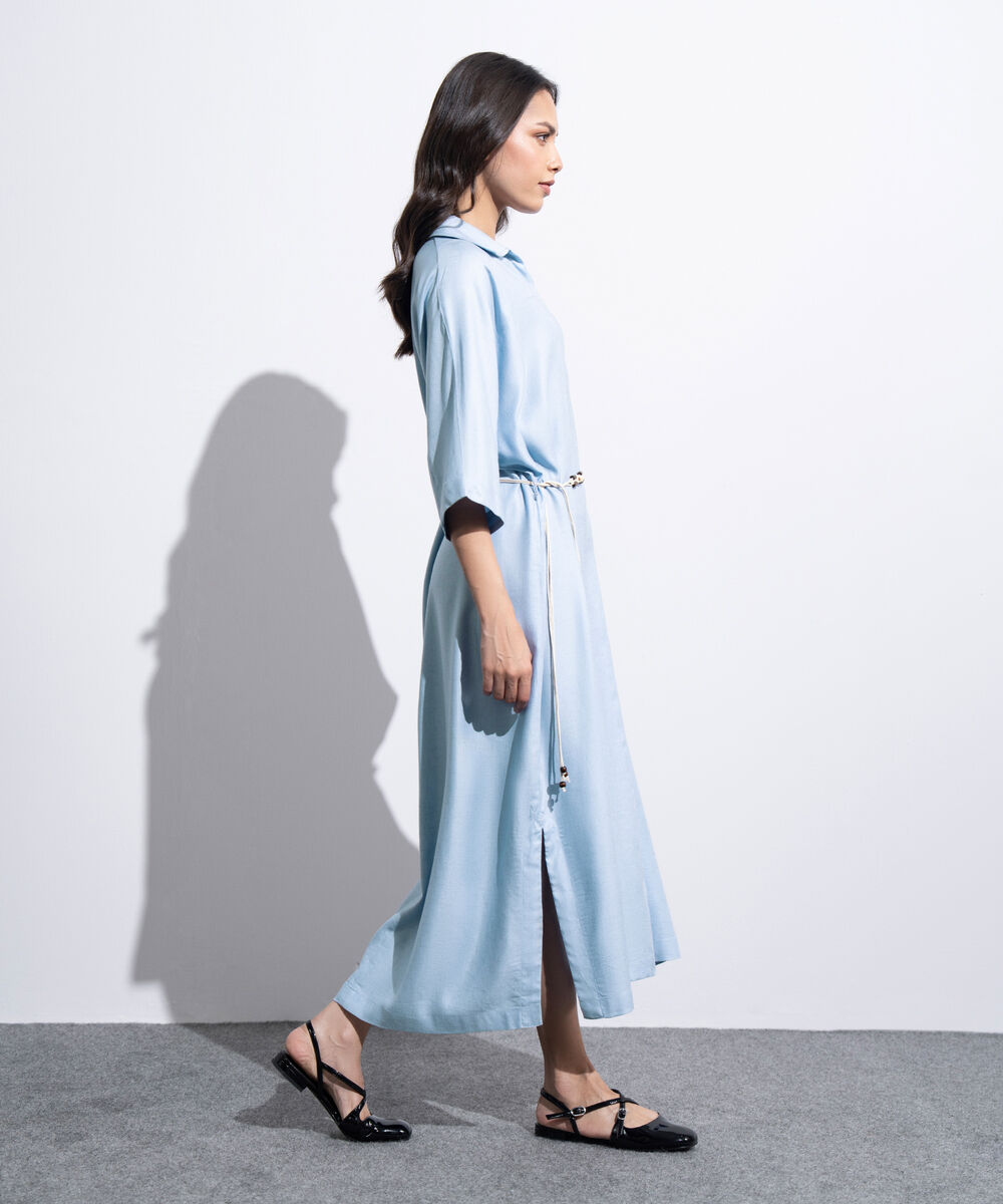 Women's Western light Blue Cocoon Dress With Kimono Sleeve