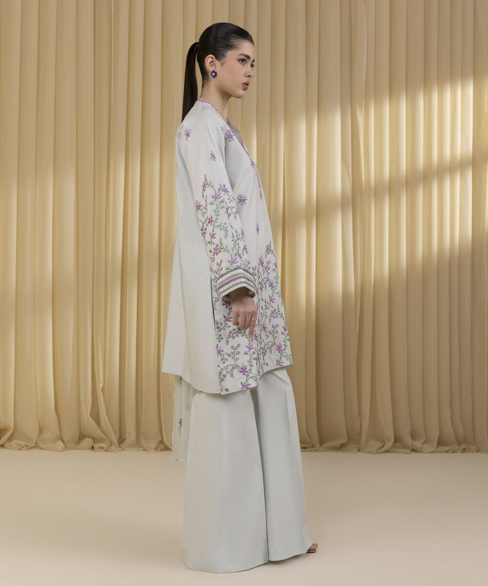 Unstitched Women's Blue Textured Lawn 3 Piece Suit